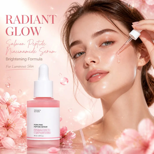 Pink Peptide Serum Dark Spot Care Even Skin Tone Boosts Elasticity Smooth Firm Niacinamide Bright Essence Korean Makeup