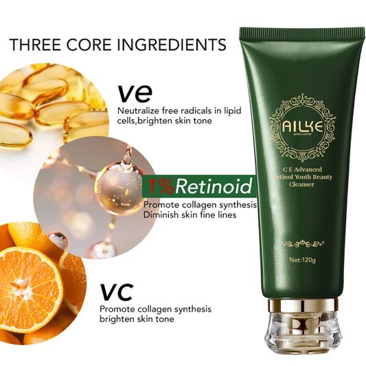 AILKE Advanced Retinol Facial Cleanser, Whitening, Clean Skin, Remove Dark Spots, Stains, With Vitamin C, For All Skin Types