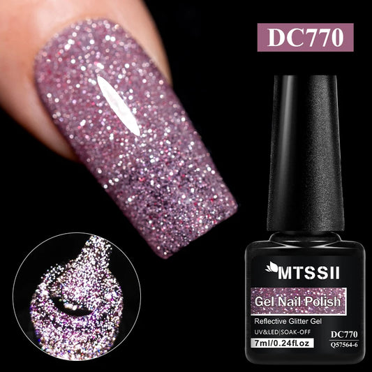 7ml Reflective Glitter Gel Nail Polish Red Pink Sliver Shiny Effect Semi Permanent UV LED Gel Vernis Manicure DIY Nail Supplies
