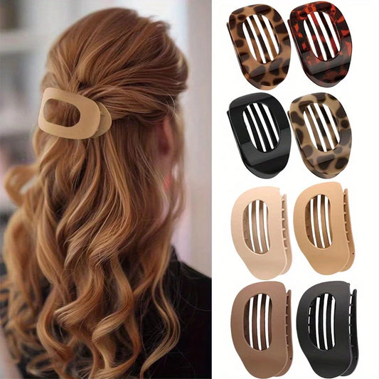 4pcs/set Matte Oval Flat Clip, Minimalist Matte Curved Hair Clip for Women Girls Thick Hair