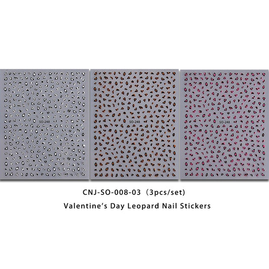 3PCS Meilad leopard print nail stickers, easy to apply for DIY nail decoration, gifts, party and wedding makeup styling