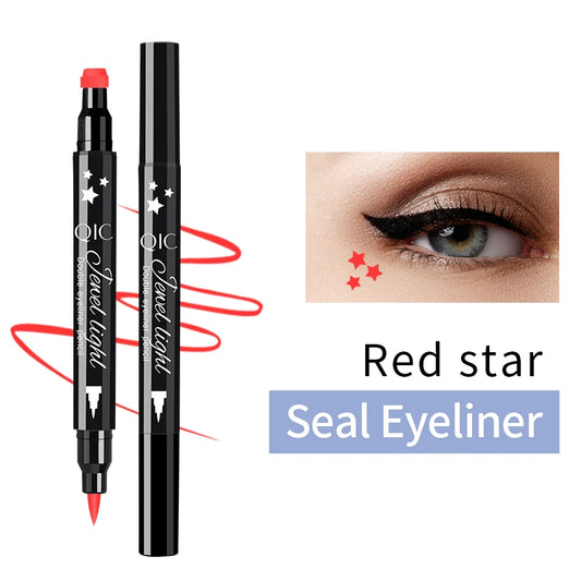 1pcs Liquid Eyeliner Pen Set Dual-Tip Stamps with Black Ink - Includes Heart, Moon, Star Shapes for Eye Makeup, Eyeliner Stamp