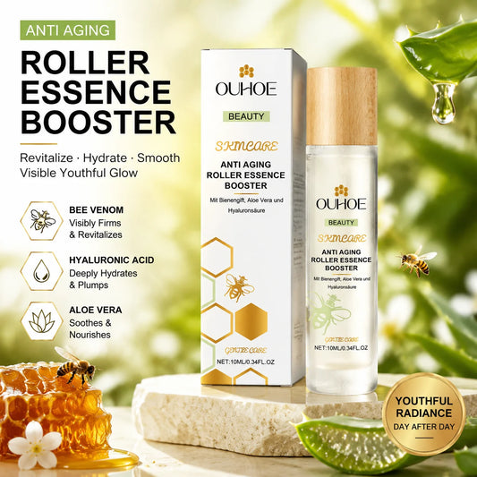 Anti Aging Roller Essence Bee Venom Booster Hyaluronic Acid Skin Firming Fine Lines Improvement Facial Massage Skincare Serum