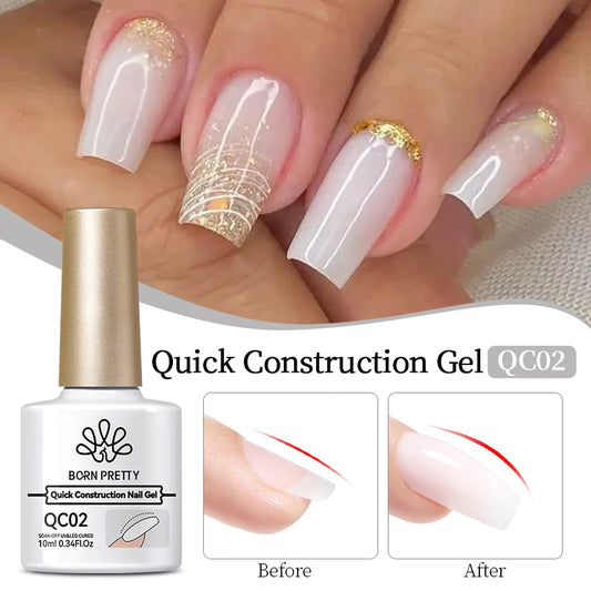 BORN PRETTY Quick Building Gel Nail Polish Extension Milky White Nude Pink Self Leveling Gel Constructruction Soak Off Hard Gel