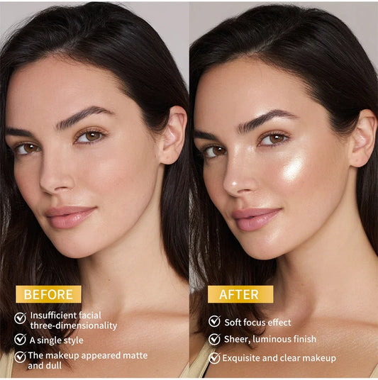 INTOPOP Shimmer Highlighter Powder - Long-Lasting Glow for Face, Cheekbones & Eyes
