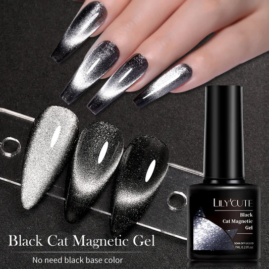 LILYCUTE 7ml 9D Rainbow Reflective Cat Magnetic Nail Gel Polish Winter Autumn Snowlight Sparkling Soak Off Nail Art Gel Varnish