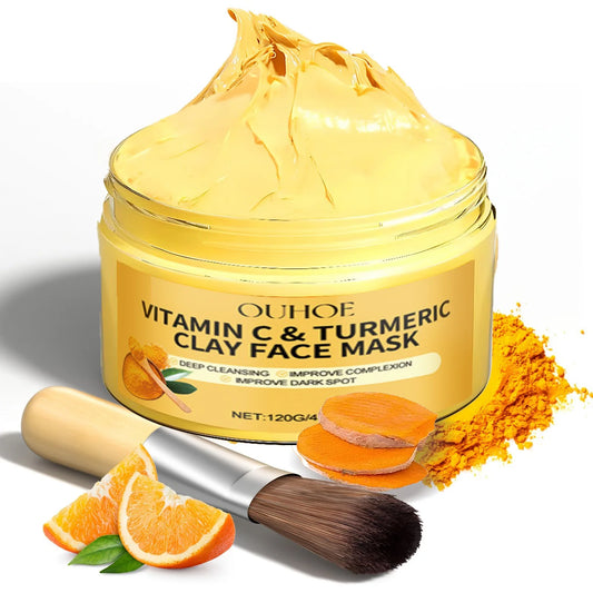 1/3PCS Turmeric VitaminC Clay Mask Deep Cleansing Facial Improves Dark Spots Hydrating Skin Care Tightens Skin Evens Skin Tone