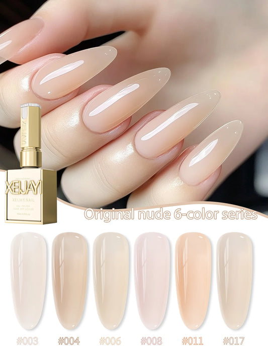 Spring 2025 Nail Fashion Bright Nails 6 Color 15ml Trendy Cool Nude Nail Polish Semi-Permanent Nail Soak UV LED