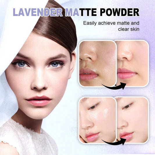 Lavender Matte Setting Powder Color Correcting Purple Pressed Powder Oil Control Brightening Face Finishing Powder No Flashback