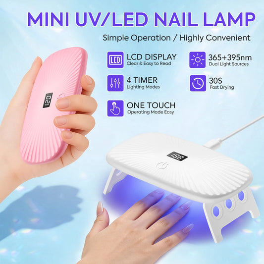 2-in-1 Handheld & Desktop UV Nail Lamp: Dual-Wavelength Fast Curing with 4-Timer Settings & Portable Design