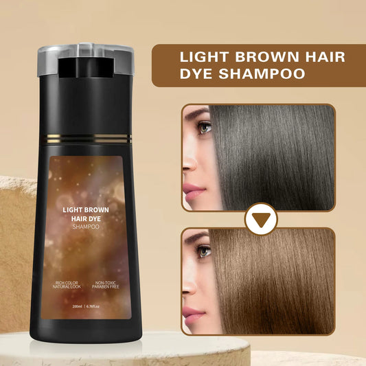 200ML Hair Dye Shampoo Quick Color Gentle Long Lasting Light Brown/Dark Brown/Black Oil Control Fluffy Shampoo Nourish Hair Care