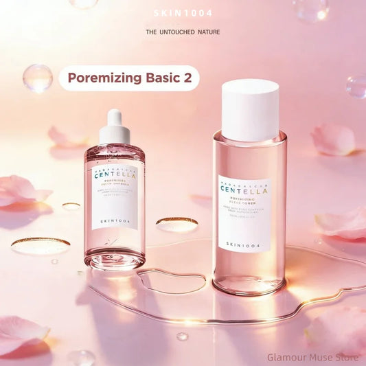 Centella Poremizing Fresh Ampoule and Clear Toner Hydrating Essence Face Pore Care & Oil Balance Serum Poremizing Basic 2pcs Set