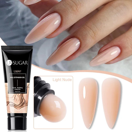 UR SUGAR 15ml Extension Nail Gel Polish Camouflage Nude Pink Semi Permanent UV Hard Gel Nails Finger Prolong Acrylic Varnish