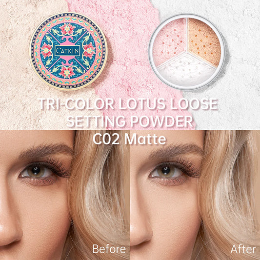CATKIN Makeup Loose Setting Powder, Oil Control Poreless Face Powder Suitable for All Skin Tones and maintain matte and natural