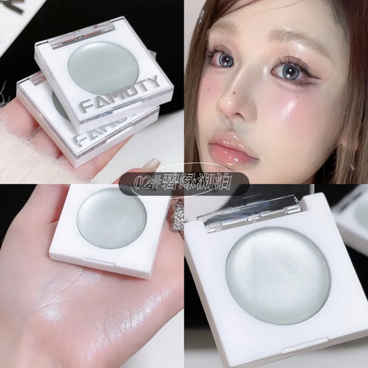 FAMOTY Multi-Use Cream Highlighter Balm â Pearlescent Shimmer Glow Stick for Face & Eyes. Dewy, Wet-Look Finish. (White/Pink