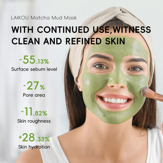 LAIKOU Longjing Matcha Mud Mask Refreshing Hydration & Moisturisation Removal Blackhead Clay Oil Control Deep Cleaning Mask