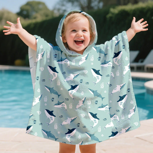Elinfant 1Pc Children's Beach Towel Pool Swim Bathrobe Kids Hooded Bath Towels Baby Surf Poncho Large Size Cartoon Prints Towel
