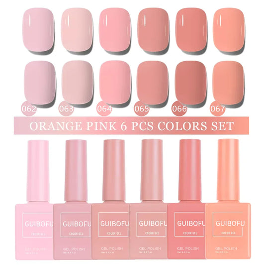 6pcs 15ml Gel Nail Polish Set Semi Permanent Soak Off Uv Varnish Nail Art For Manicure Nail Design One Color One Bottle
