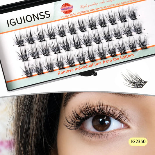 IGUIONSS Segmented False Eyelash Extension DIY Natural Individual Lash Makeup Tools Soft Easy to Operate Eyelashes