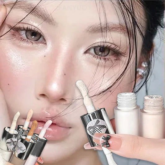Dual-Ended Liquid Highlight Stick Pearl Gloss Diamond & Matte White Cream Shine Face Brightening Nose Shadow Contouring Makeup