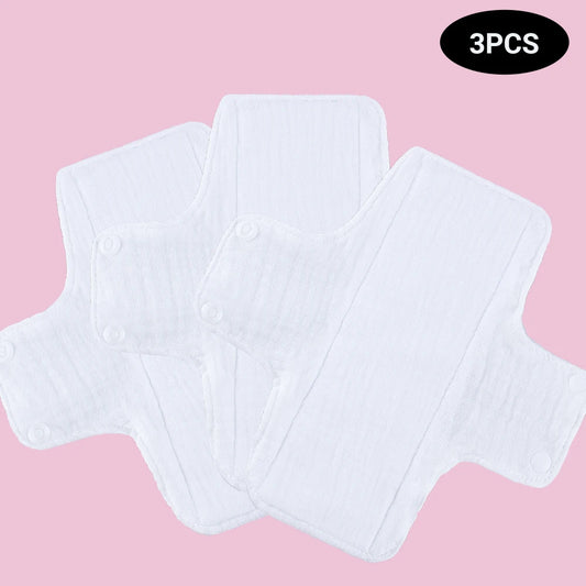 3pcs Cotton Yarn Lining Sanitary Pads Breathable Washable Daily Pads Adjustable Buckle Design Keep It In Place Panty Liners