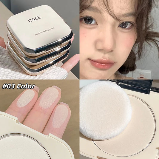 CACE Soft Face Setting Powder Cushion Compact Powder Oil-Control Matte Concealer Finish Smooth Makeup Powder Pressed Cosmetics