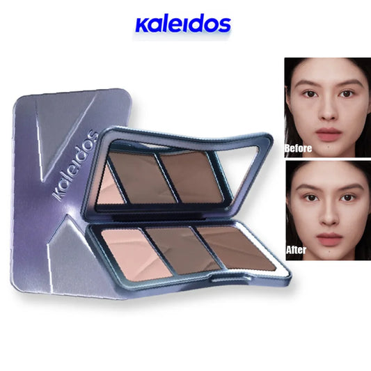 Kaleidos Contour Highlighter Palette Powder Matte 3 Colors Natural Contouring High Glow Nose Shadow Lasting Face Brighten Makeup