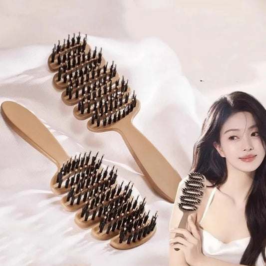 Hollow Boar Bristle Hair Comb Detangling Hair Brush Women Scalp Massage Brush Curly Hairbrush Salon Hairdressing Styling Tools