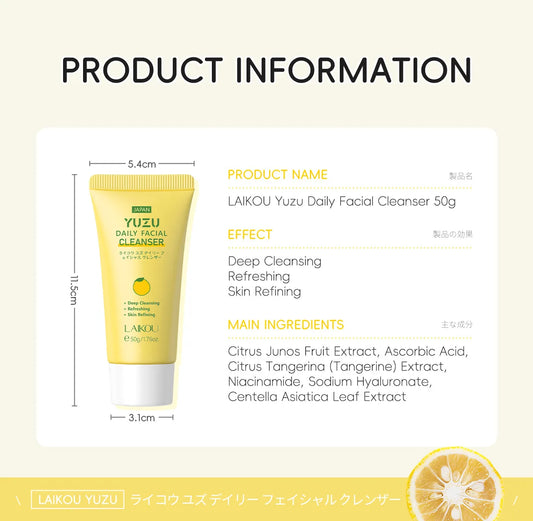 Laikou Whitening Facial Cleanser Foam Moisturizing Deep Remove Cleansing Acne Milk Oil Control Exfoliating Shrink Pores 50g