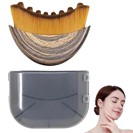 Contour Brush,Lymphatic Contour Facial Brush&Brass Lotus Eye Massage Stick Sandalwood Face Eye Meridian Acupressure Massage Tool Daily Use