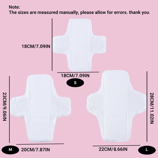 3pcs Cotton Yarn Lining Sanitary Pads Breathable Washable Daily Pads Adjustable Buckle Design Keep It In Place Panty Liners