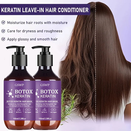 GSWP Botox Keratin Hair Mask.moisturizing and strengthening effects for damaged, dry hair, Reduces frizz, split ends.100/200ML