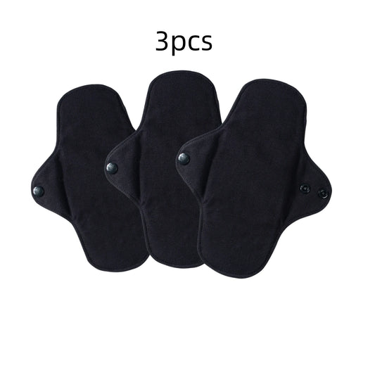 3Pcs Black Pure Cotton Reusable Menstrual Pads Reusable Sanitary Waterproof Cloth Pads For Heavy Flow Large Sanitary Pads Set