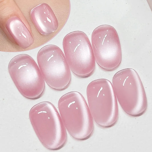 AWStorG 7.5ML Clear Pink Glass Bead Moonlight Magnet Cat Eye Gel Semi-permanent Nail Polish Whitening Nail Supplies Cute Nails