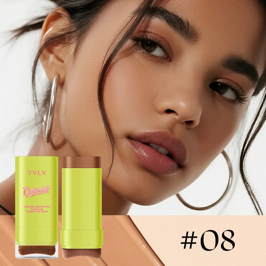 Double Head Concealer Foundation Make-up Cream, Durable, Waterproof, Sweat Proof, With Brush, Foundation Make-up Stick