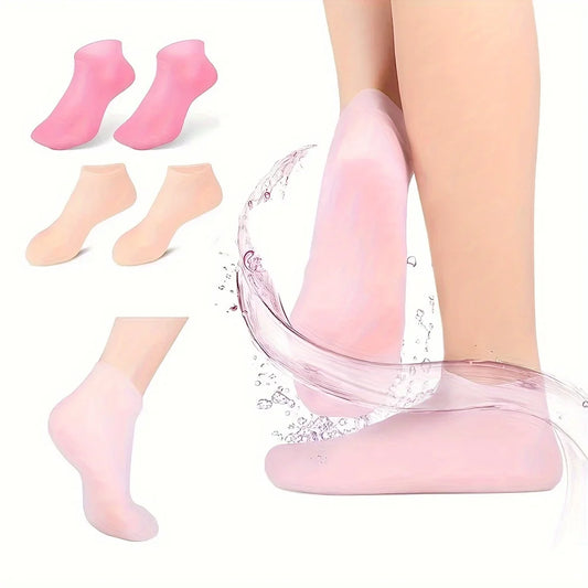 2 PCS Silicone Socks for Women, Soft Gel Moisturizing Foot Socks, Spa Socks for Softening Dry Feet, Cracked Heels Foot Care
