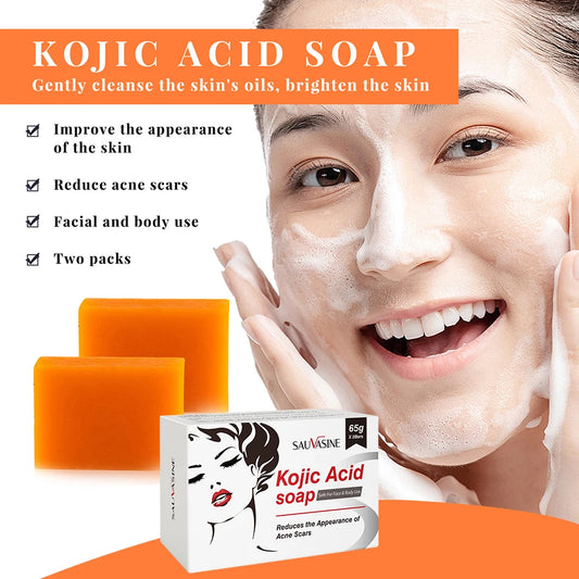 4/2Pcs Natural Soap Bar with Kojic Acid Handmade Brightening Soap for Fades Dark Spots Evens Skin Tone Gentle Cleansing Bath Bar