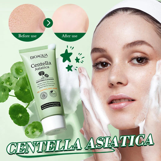 BIOAOUA Centella Asiatica Face Cleanser Gentle Daily Foam Cleanser with Hyaluronic Acid & Niacinamide for Deep Pore Cleansing