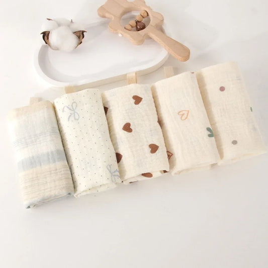 3/5Pcs 6-Layer Pure Cotton Baby Cotton Washcloth Soft Gauze Cotton Newborn Burp Cloth Absorbent Baby Towels Square Towels