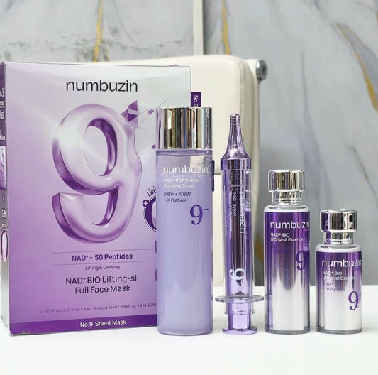 Original Numbuzin No9+ Face Care Collection NAD+ PDRN Glow Boost Toner 5+Glutathione Vitamin Concentrated Essence 3+Bifida Serum