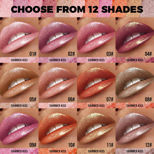 1PC Moisturizing Pearlescent Shimmer Lipstick, Glittering Purple/pink Tones, Soft Texture, Non-stick Cups, Silky, Christmas Gift