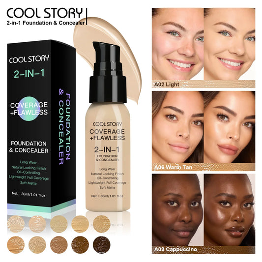 10 Shade Full Coverage Concealer Liquid Foundation makeup high coverage Base makeup Foundation cream Natural Matte