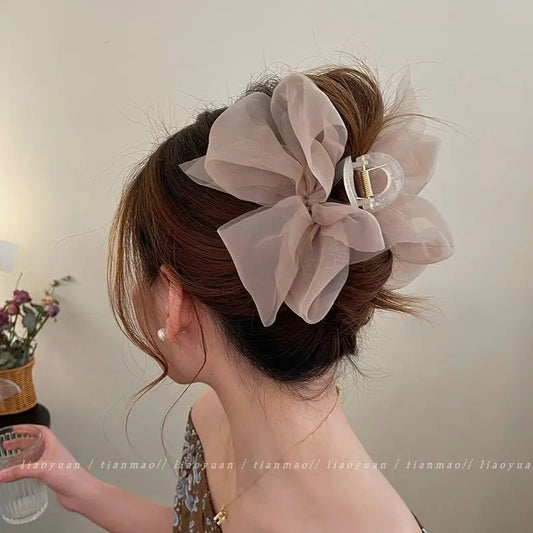 Elegant Mesh Bow Grip Clip for Girls Ponytail Braid Hair Claw Clip Stylish Hair Accessory Gift for Ladies заколка зажим