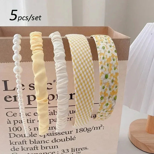 5pcs hair band set, French retro pearl headband, cute and sweet hair clips, hair bundles, simple hair accessories