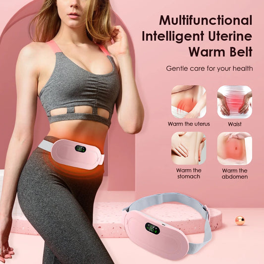 Women Menstrual Heating Pad Abdominal Warmer Belt Electric Waist Massager Vibration for Period Cramps Comfort Portable Gift