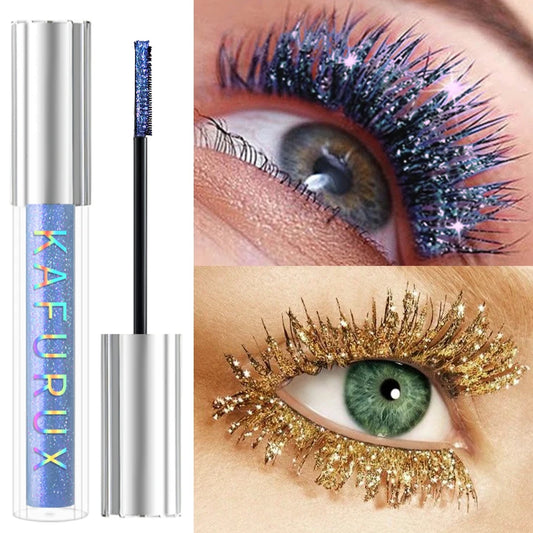 1pc Diamond Shine Waterproof Volume Curl Mascara Glitter Snow Effect,Smudge-proof Eye Makeup for All Skin Types Women Cosmetics