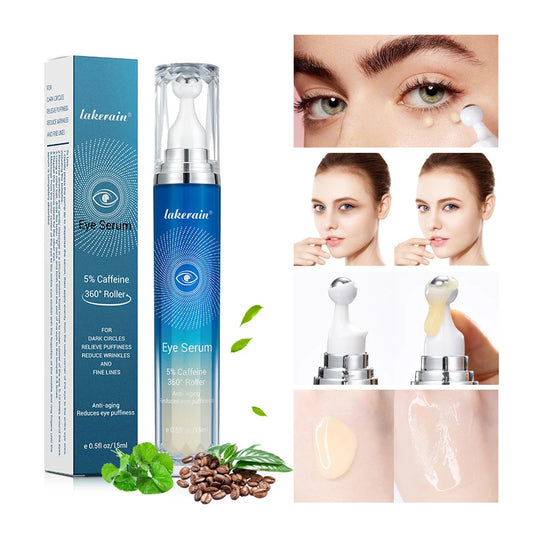 Anti-Wrinkle Eye Serum 5% Caffeine Eye Cream Eye Roller Ball Cream For Dark Circles Fades Fine Lines Remove Eye Bags 15ml