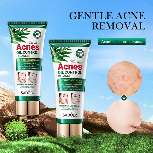 SADOER Tea Tree Acne Removal Facial Cleanser Moisturizing Anti-aing Anti Acne Deep Cleansing Face Wash Foam Cleanser Skin Care