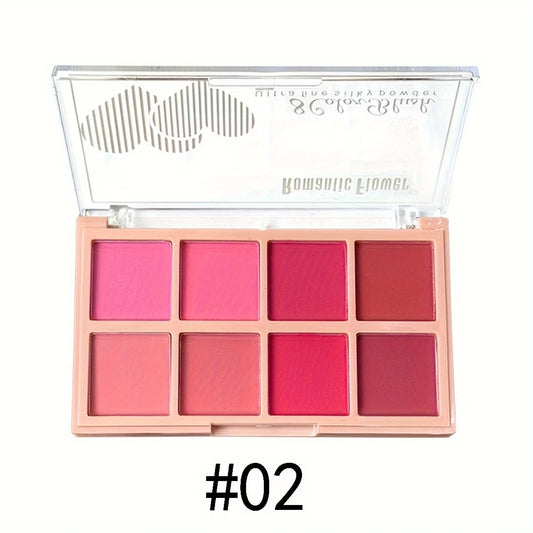 8-Color Blush Palette Waterproof Matte Natural Face Makeup Long-Lasting Cheek Blusher Contouring Highlighting Kit