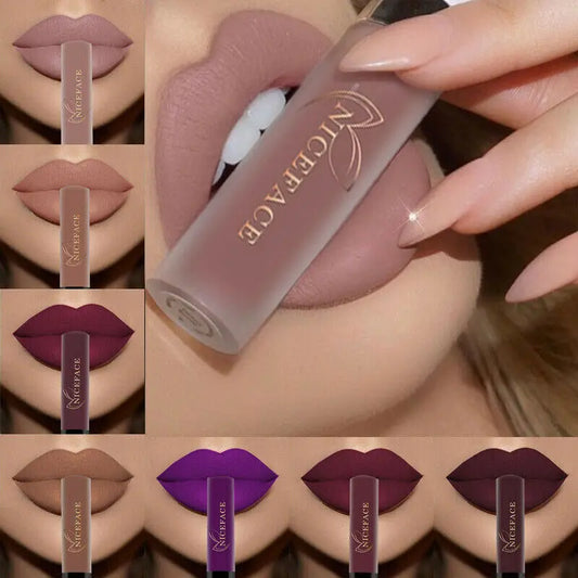 NICEFACE 34 Color Lip Gloss Waterproof Nude Matte Liquid Lipstick Moisturizing Long Lasting Lipgloss Lip Makeup Beauty Cosmetics